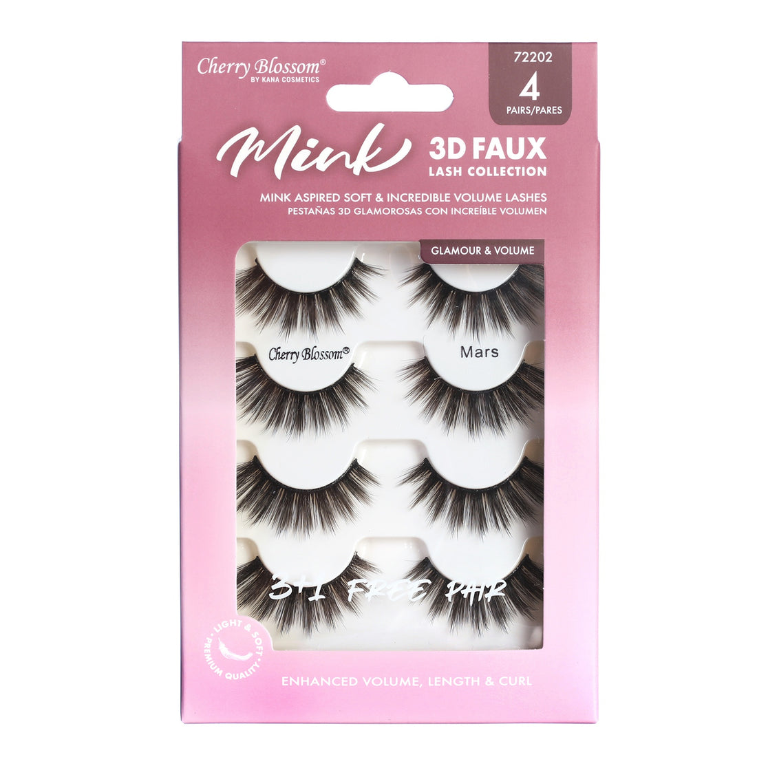 72202 3D Faux Mink Lashes 3+1 Pack (Mars)