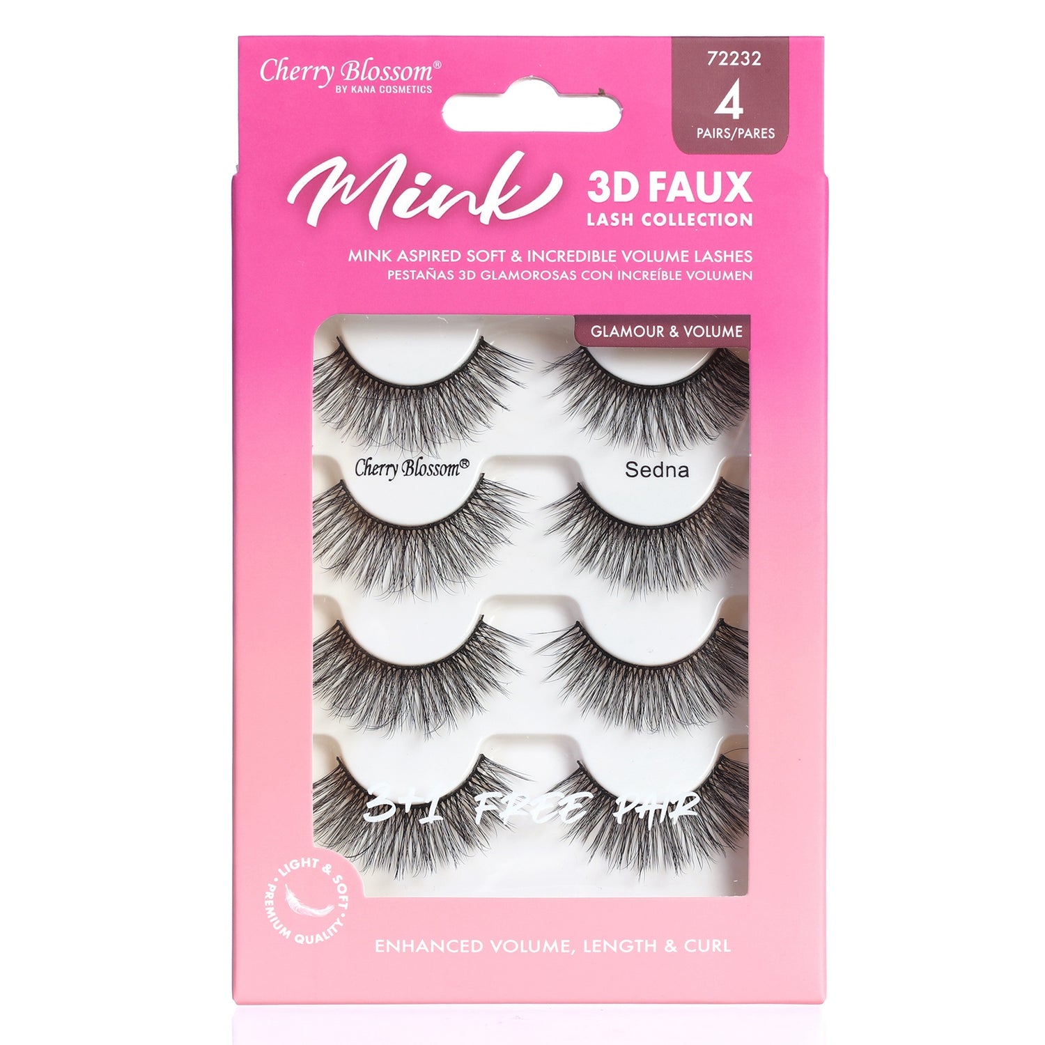 72232 3D Faux Mink Lashes 3+1 Pack (Sedna)